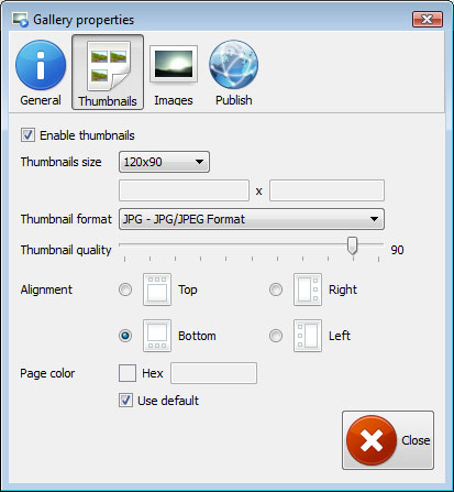 Properties window : Freeware Slideshow Builder